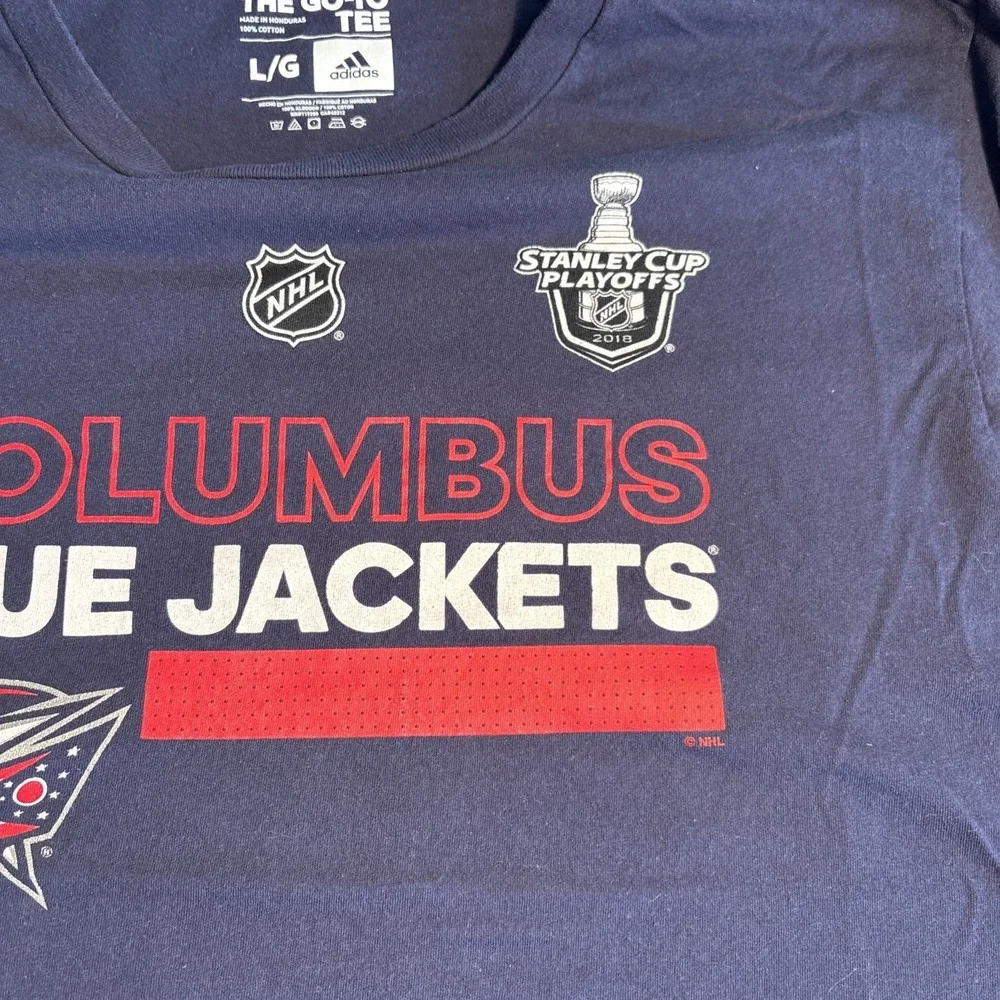 Adidas Columbus Blue Jackets Stanley Cup Playoffs 2018 Shirt Mens Large Navy L